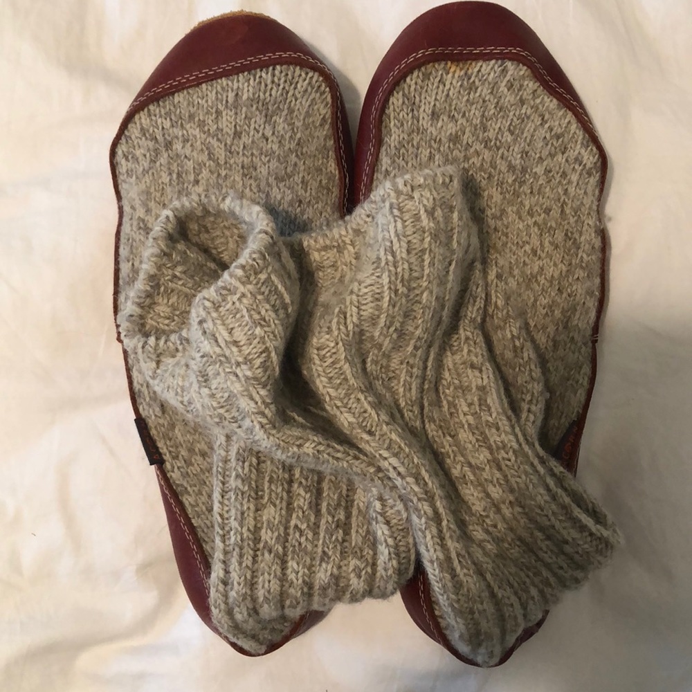 Acorn Slipper Socks Wool and Leather, unisex